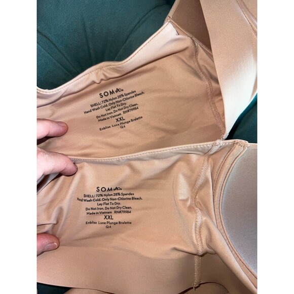 2 Soma Embliss Luxe Plunge Bralette Wireless Bra Bundle One NWT size XXL Nude - Picture 7 of 7